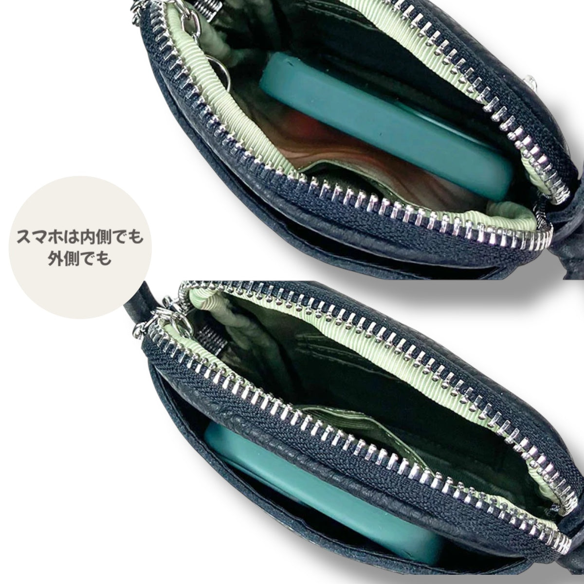 スマホショルダー 本革 BEAURE ヴュレ カウレザー 人気 ビュレ シンプル ポシェット ミニショルダー ジップポケット ギフトにも