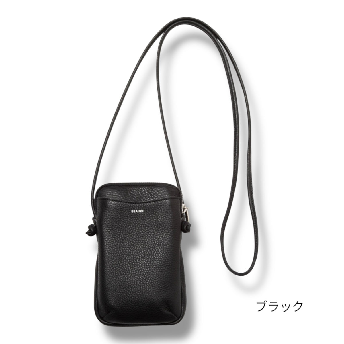 スマホショルダー 本革 BEAURE ヴュレ カウレザー 人気 ビュレ シンプル ポシェット ミニショルダー ジップポケット ギフトにも