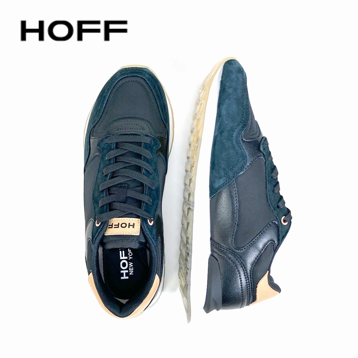 スニーカー レディース ローカット HOFF ホフ <NEW YORK> 異素材 & ブラック スニーカー スポーティー スペイン