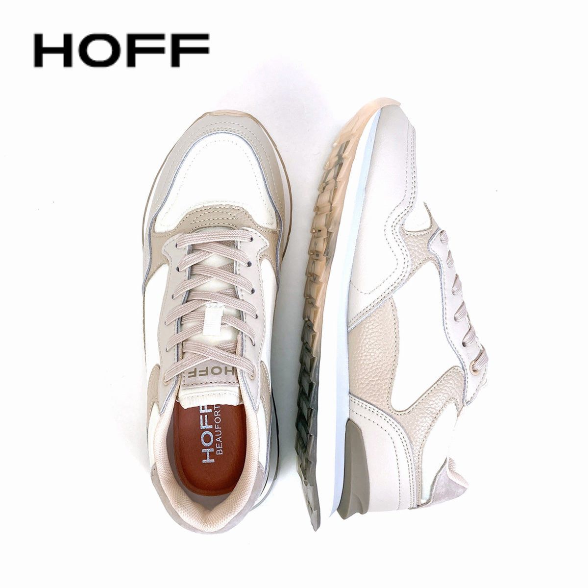 スニーカー レディース ニュアンスカラー ローカット HOFF ホフ スペイン <BEAUFORT> 異素材 & ベージュ スニーカー スポーティー