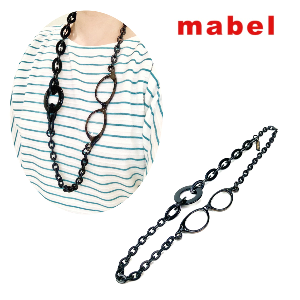 ルーペネックレス mabel マベル イタリア製 ルーペ付きネックレス おしゃれ 眼鏡 ネックレス グラスチェーン アクセサリー ルーペペンダント ギフト 誕生日 母の日 プレゼント 包装可能