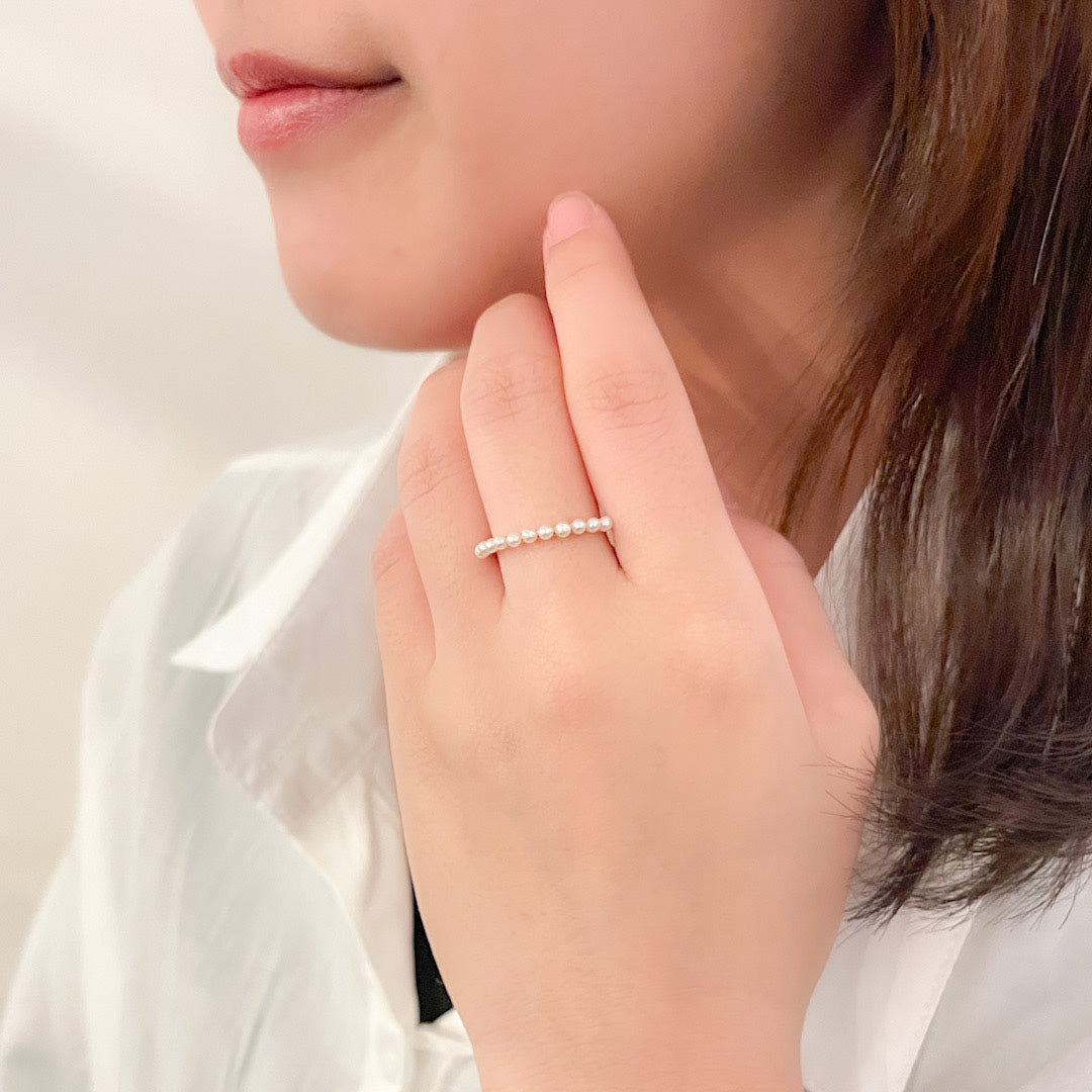 K10 リング イエローゴールド パール ファッションリング レディース ゴールドジュエリー 重ねづけ 指輪