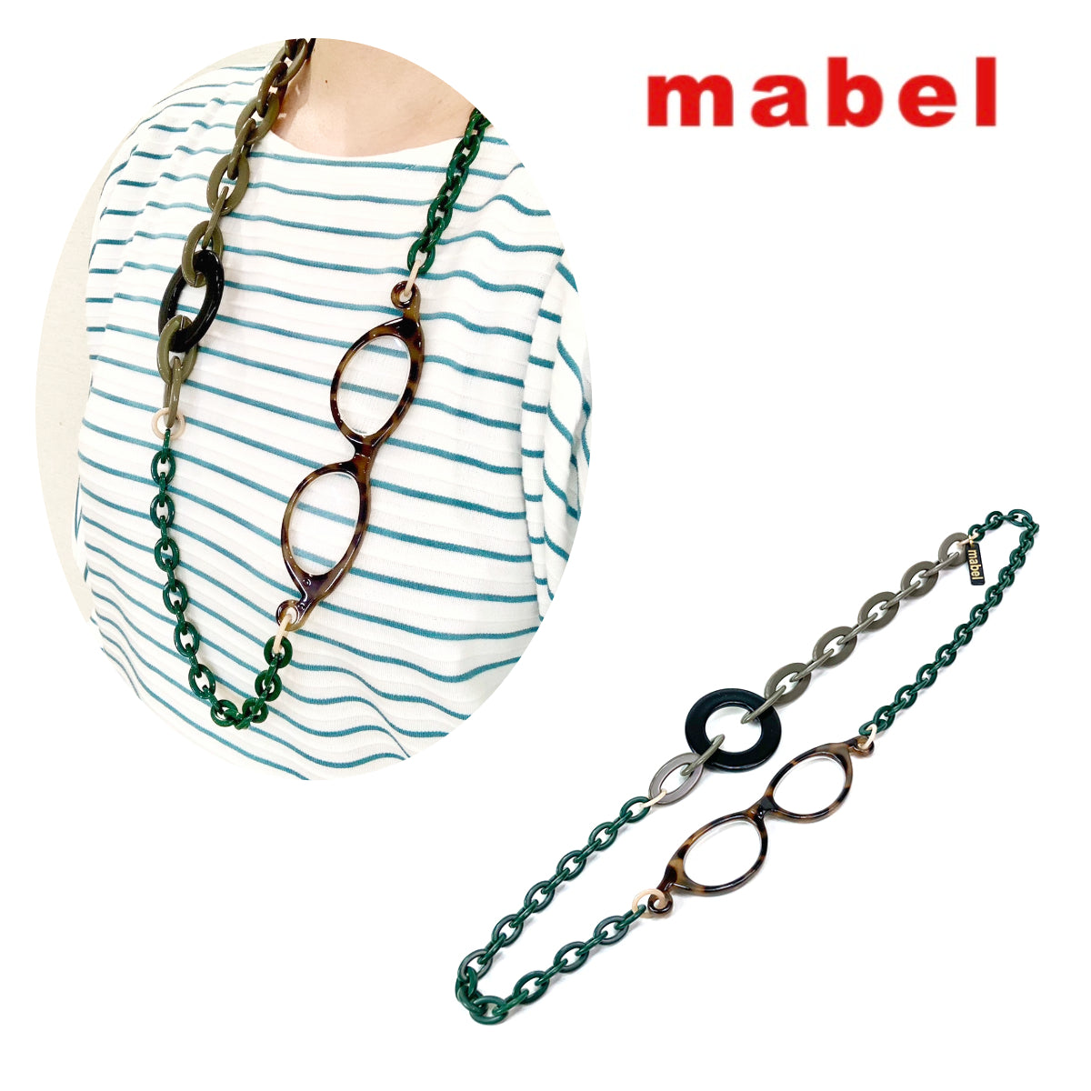 ルーペネックレス mabel マベル イタリア製 ルーペ付きネックレス おしゃれ 眼鏡 ネックレス グラスチェーン アクセサリー ルーペペンダント ギフト 誕生日 母の日 プレゼント 包装可能