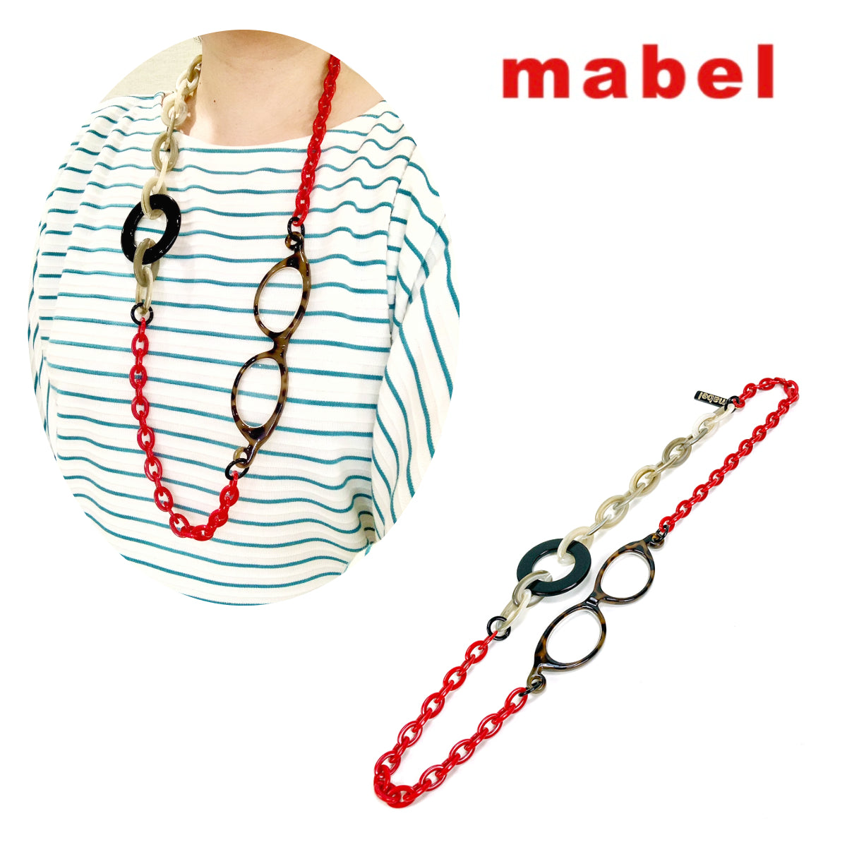 ルーペネックレス mabel マベル イタリア製 ルーペ付きネックレス おしゃれ 眼鏡 ネックレス グラスチェーン アクセサリー ルーペペンダント ギフト 誕生日 母の日 プレゼント 包装可能