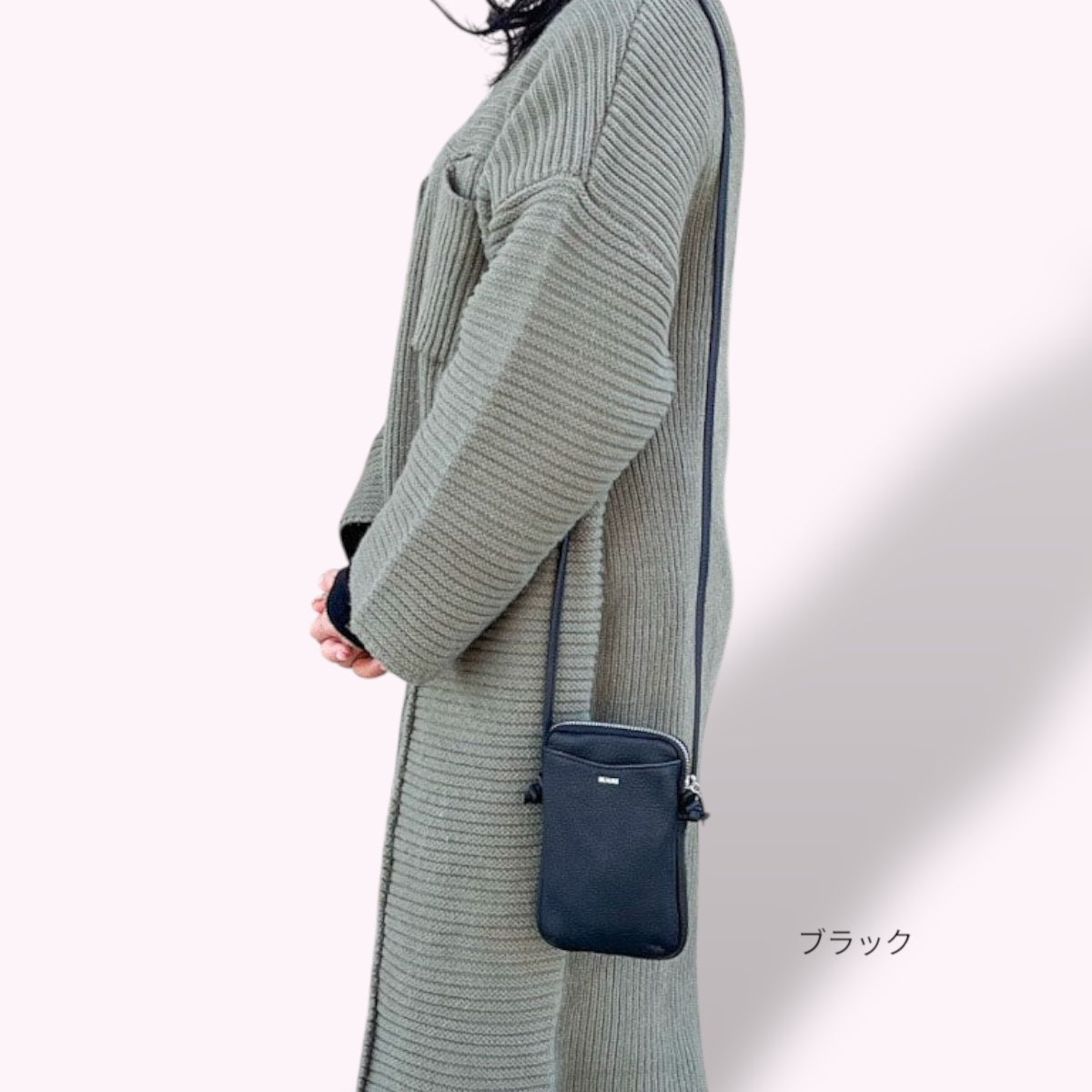 スマホショルダー 本革 BEAURE ヴュレ カウレザー 人気 ビュレ シンプル ポシェット ミニショルダー ジップポケット ギフトにも