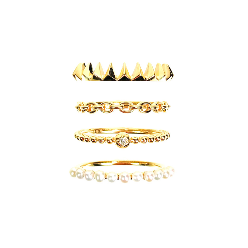 K10 リング イエローゴールド ギザギザデザイン ファッションリング レディース ゴールドジュエリー 重ねづけ 指輪