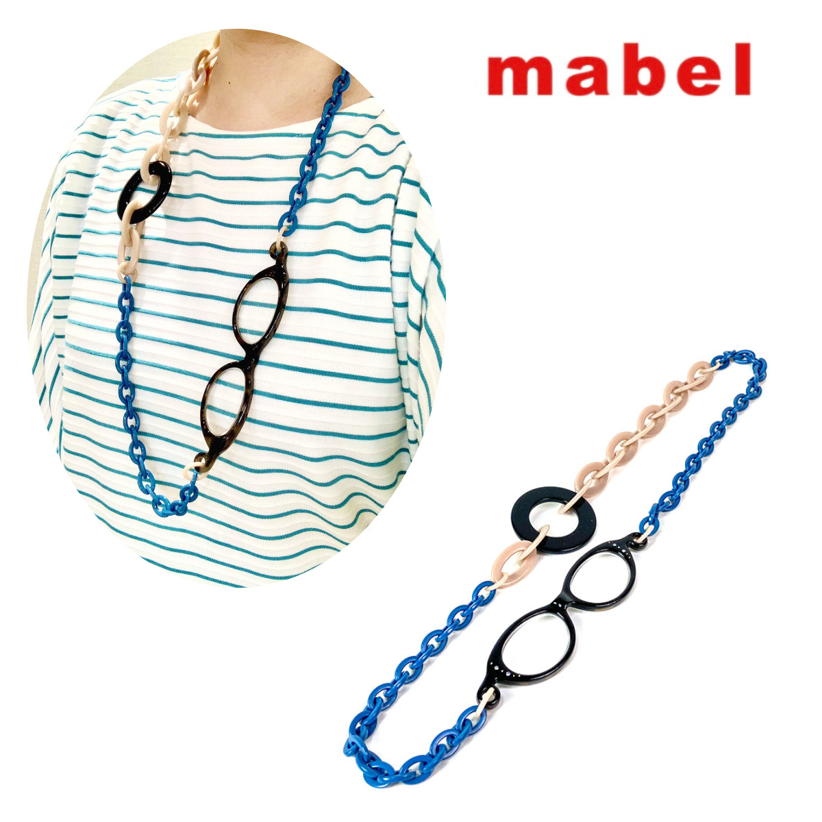 ルーペネックレス mabel マベル イタリア製 ルーペ付きネックレス おしゃれ 眼鏡 ネックレス グラスチェーン アクセサリー ルーペペンダント ギフト 誕生日 母の日 プレゼント 包装可能