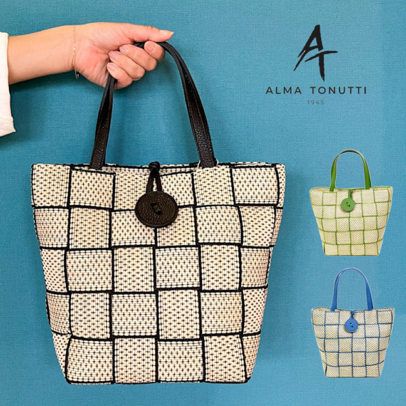 レディース トートバッグ イタリア製 かごバッグ アルマトヌッティ Alma Tonutti 大人バッグ 軽量 編込み リボン