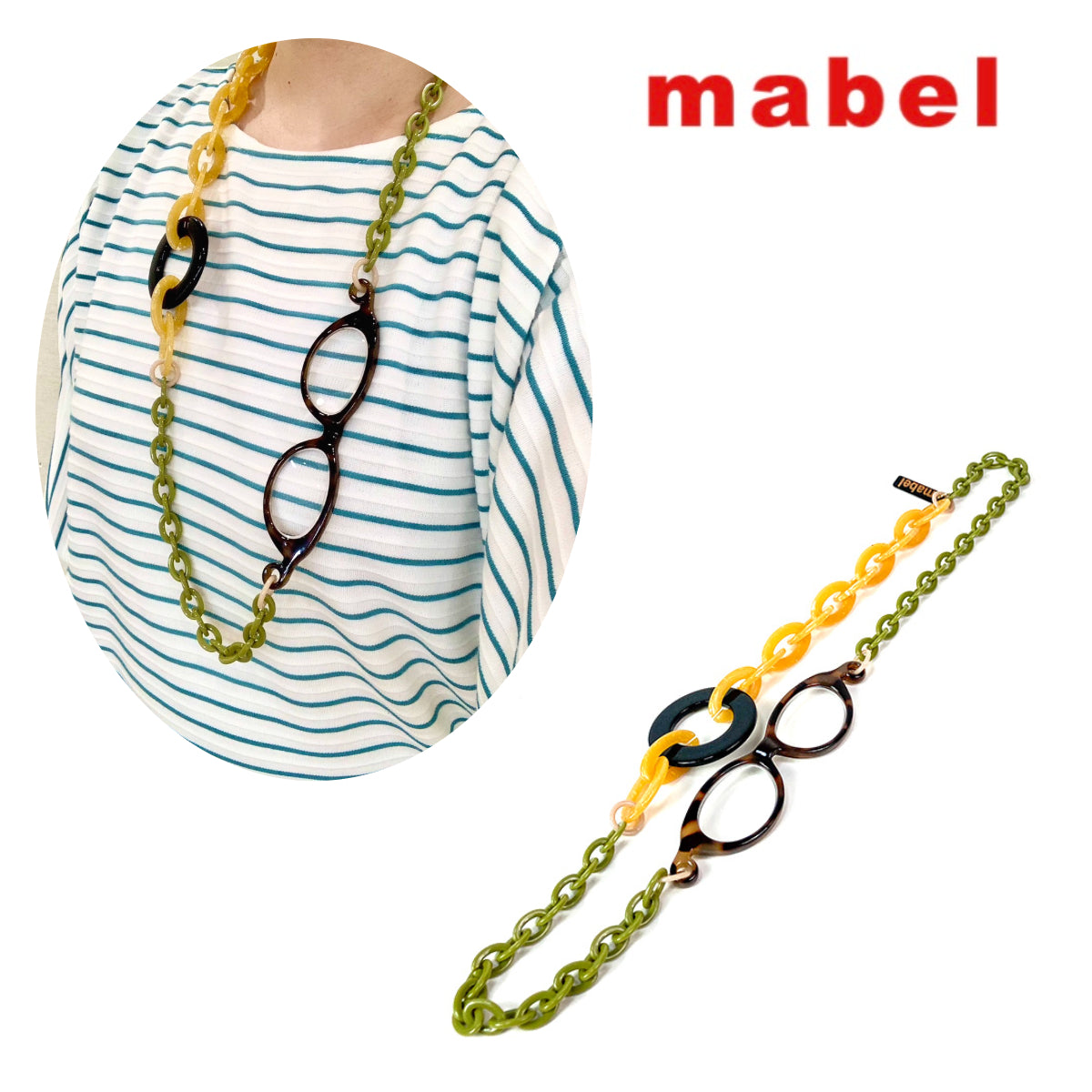 ルーペネックレス mabel マベル イタリア製 ルーペ付きネックレス おしゃれ 眼鏡 ネックレス グラスチェーン アクセサリー ルーペペンダント ギフト 誕生日 母の日 プレゼント 包装可能