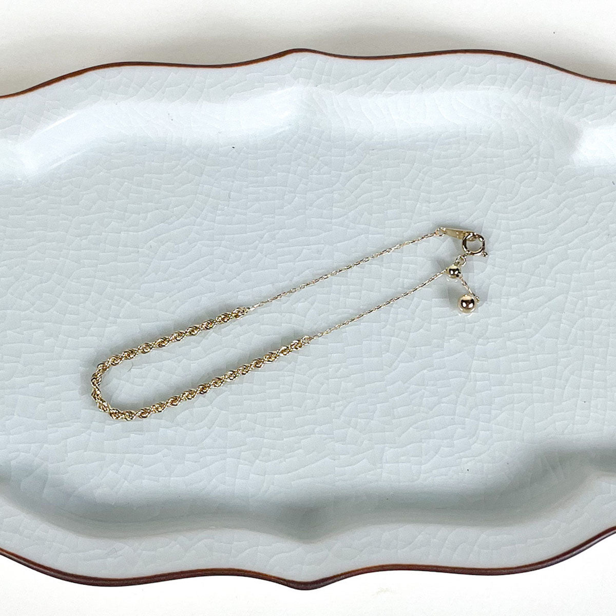 K10 イエローゴールド パイプロープブレスレット レディース ゴールドジュエリー シンプル レトロチェーン