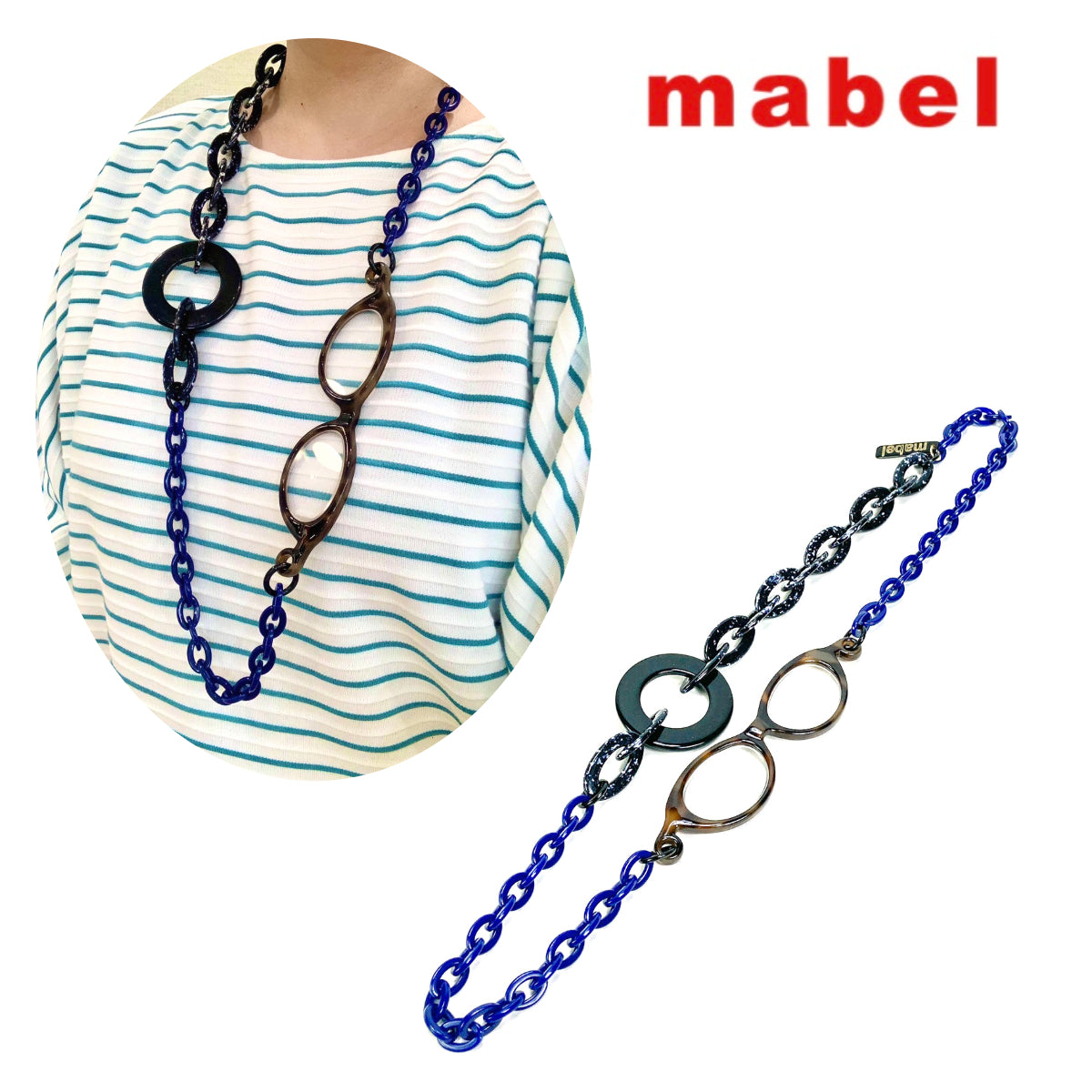 ルーペネックレス mabel マベル イタリア製 ルーペ付きネックレス おしゃれ 眼鏡 ネックレス グラスチェーン アクセサリー ルーペペンダント ギフト 誕生日 母の日 プレゼント 包装可能