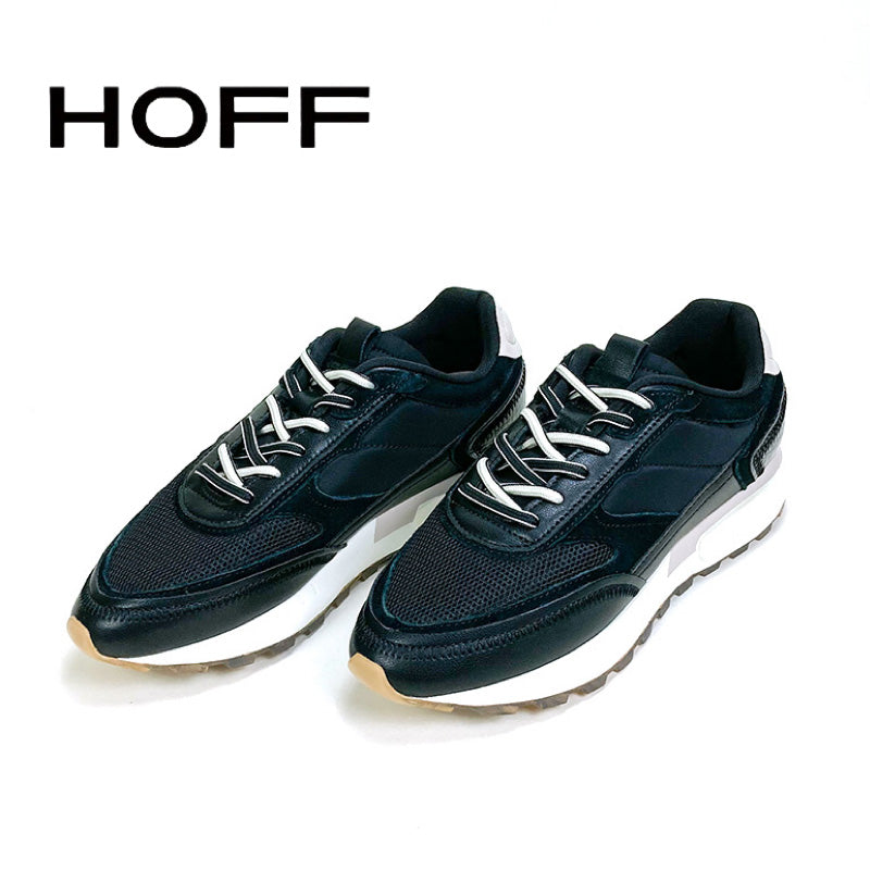 ホフ HOFF ローカットスニーカー レディース <WOODLANDS> 異素材コンビスニーカー ブラック × ホワイト スペイン
