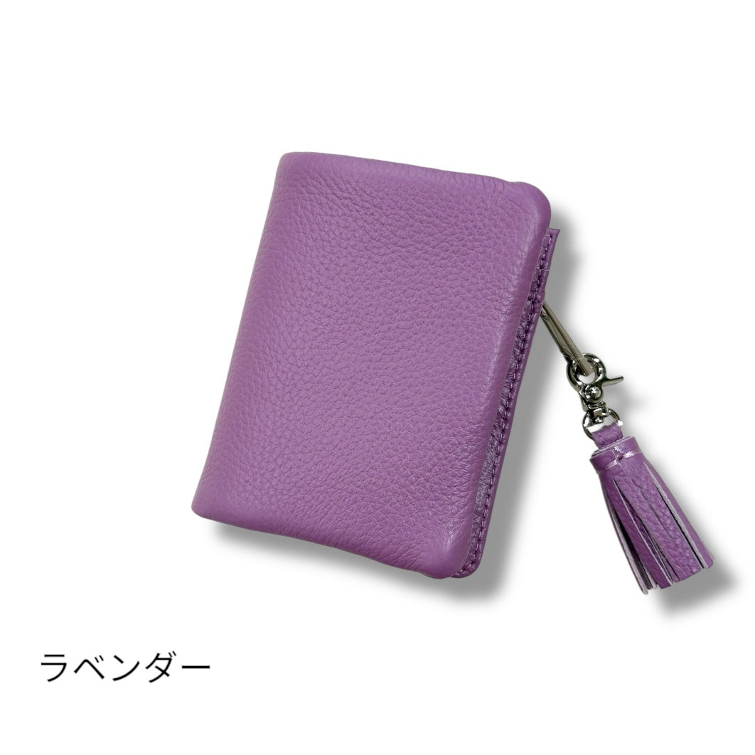 ミニ財布 小さめバッグ用 二つ折り Beaure ビュレ タッセル付き カウレザー コンパクト ウォレット カードポケット 小銭入れ 通勤 通学 ギフト ビュレ 人気
