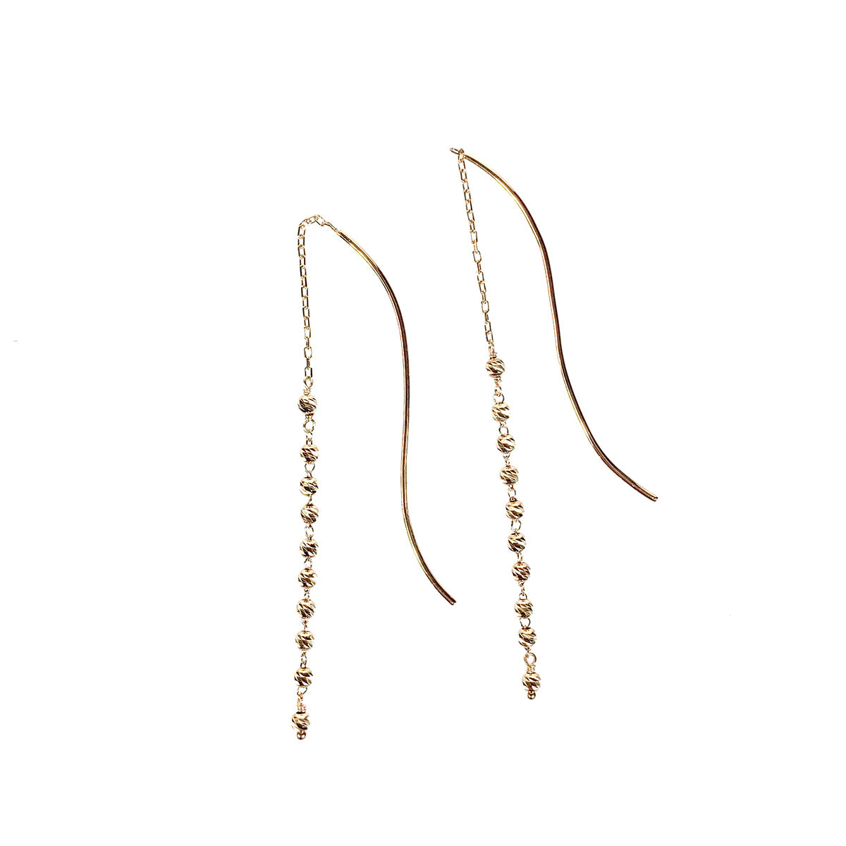 ピアス K10 イエローゴールド カットボールピアス レディース イヤージュエリー チェーンタイプ