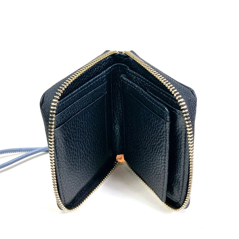 二つ折り財布 Beaure ビュレ B-24096 カウレザー カウレザー ハンドストラップ付きバイカラーラウンドミニウォレット