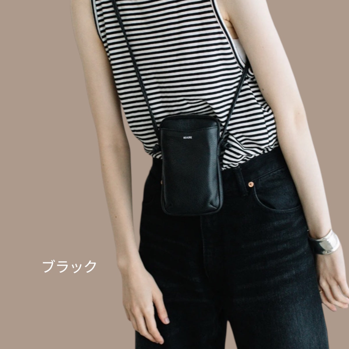 スマホショルダー 本革 BEAURE ヴュレ カウレザー 人気 ビュレ シンプル ポシェット ミニショルダー ジップポケット ギフトにも