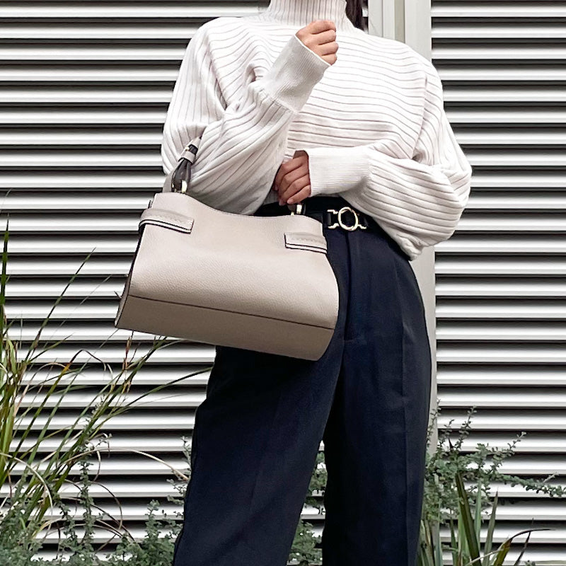レザーバッグ ロリステッラ LORISTELLA SHEILA ワンハンドル トープ ブルー きれいめ ハンドバッグ ショルダーストラップ付き イタリア製