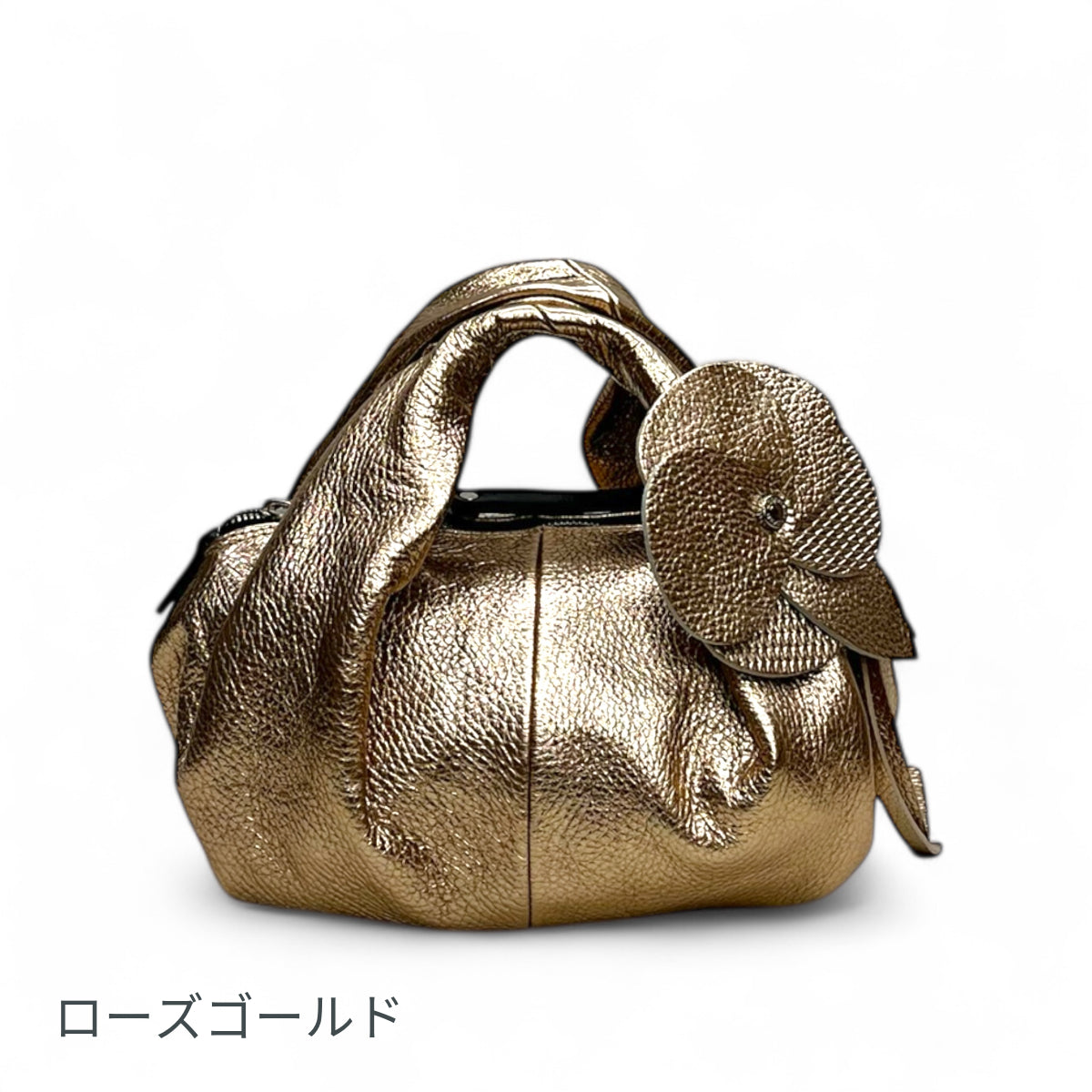 レディースバッグ ミニボストン型 レザー×カメリアモチーフ ロベルタガンドルフィ Roberta Gandolfi イタリア製 大人エレガンス & カジュアル 太ショルダーストラップ付