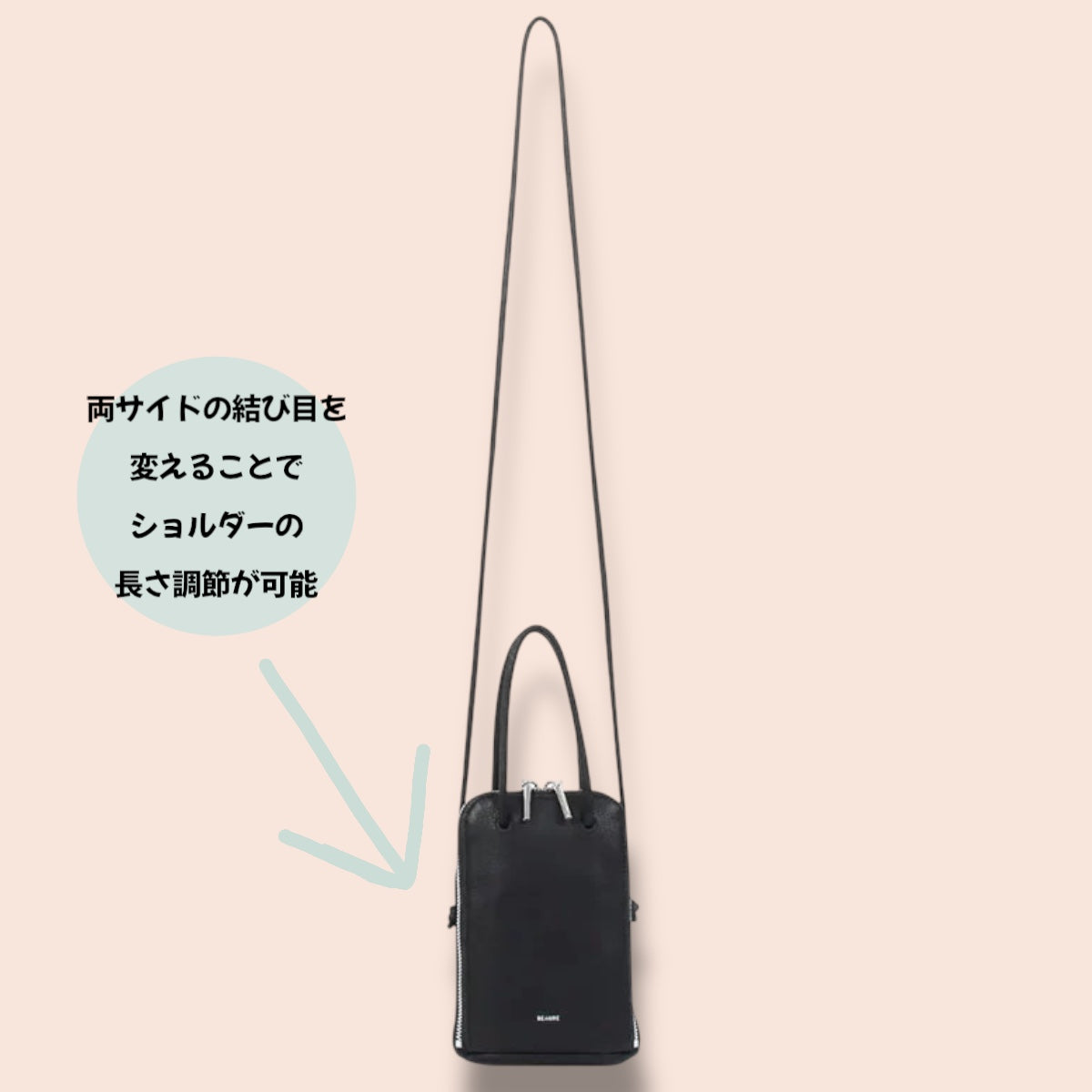 miniバッグ Beaure ビュレ b-24017 カウレザー ブガッティ型 2WAY ミニショルダー スマホショルダー