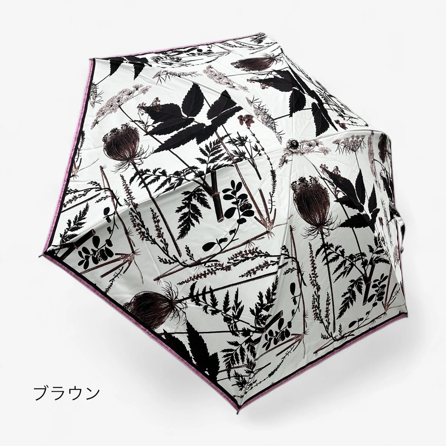 【完全遮光 遮熱】晴雨兼用 折りたたみ日傘 epice paris おしゃれ 大人リッチ | デンマーク植物図鑑風柄 2WAY収納 軽量 UVカット99.9%以上 | エピス 花柄 ボタニカル柄 モノトーン PA2503S