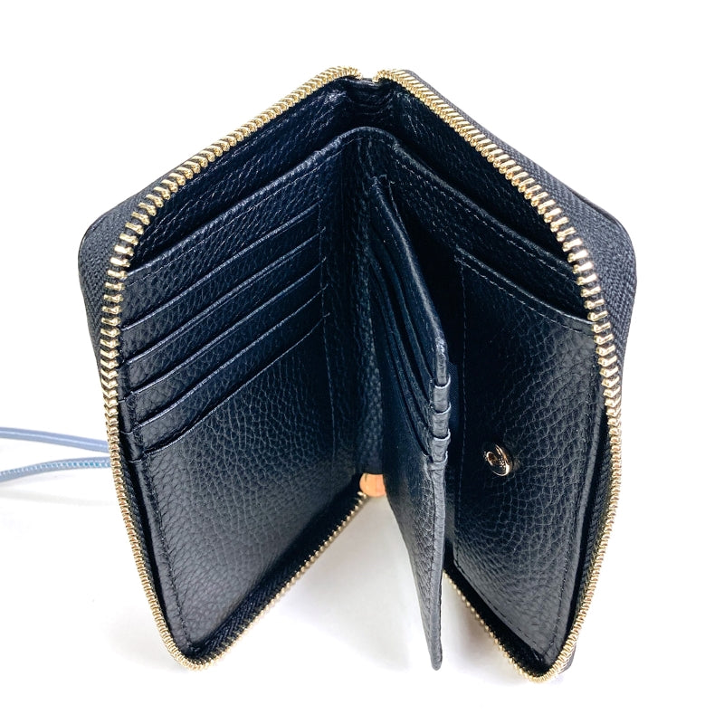 レディース コンパクト財布 本革 BEAURE ビュレ 【B-24097】バイカラー ミニ財布 ラウンドファスナー ハンドストラップ付き牛革 大容量