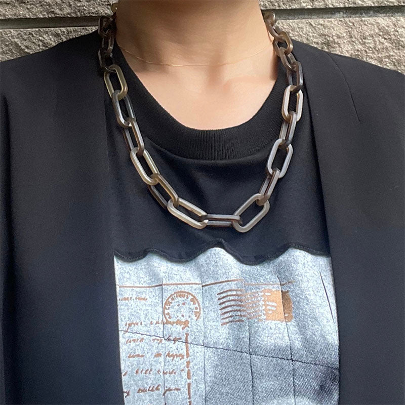 ネックレス バッファローホーン L’INDOCHINEUR ランドシヌール セミロングサイズ チェーンタイプ インポートアクセサリー ギフト 誕生日 プレゼント