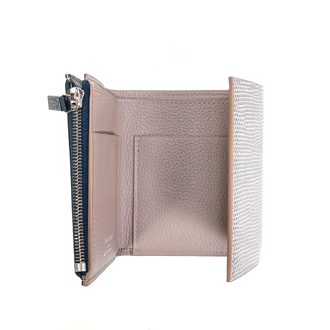 VASSANT ヴァッサン Trifold Wallet シュリンクレザー(Remy Carria社) × リザード(H.C.P.社) コンパクトウォレット 3つ折り財布 フランス製 限定品