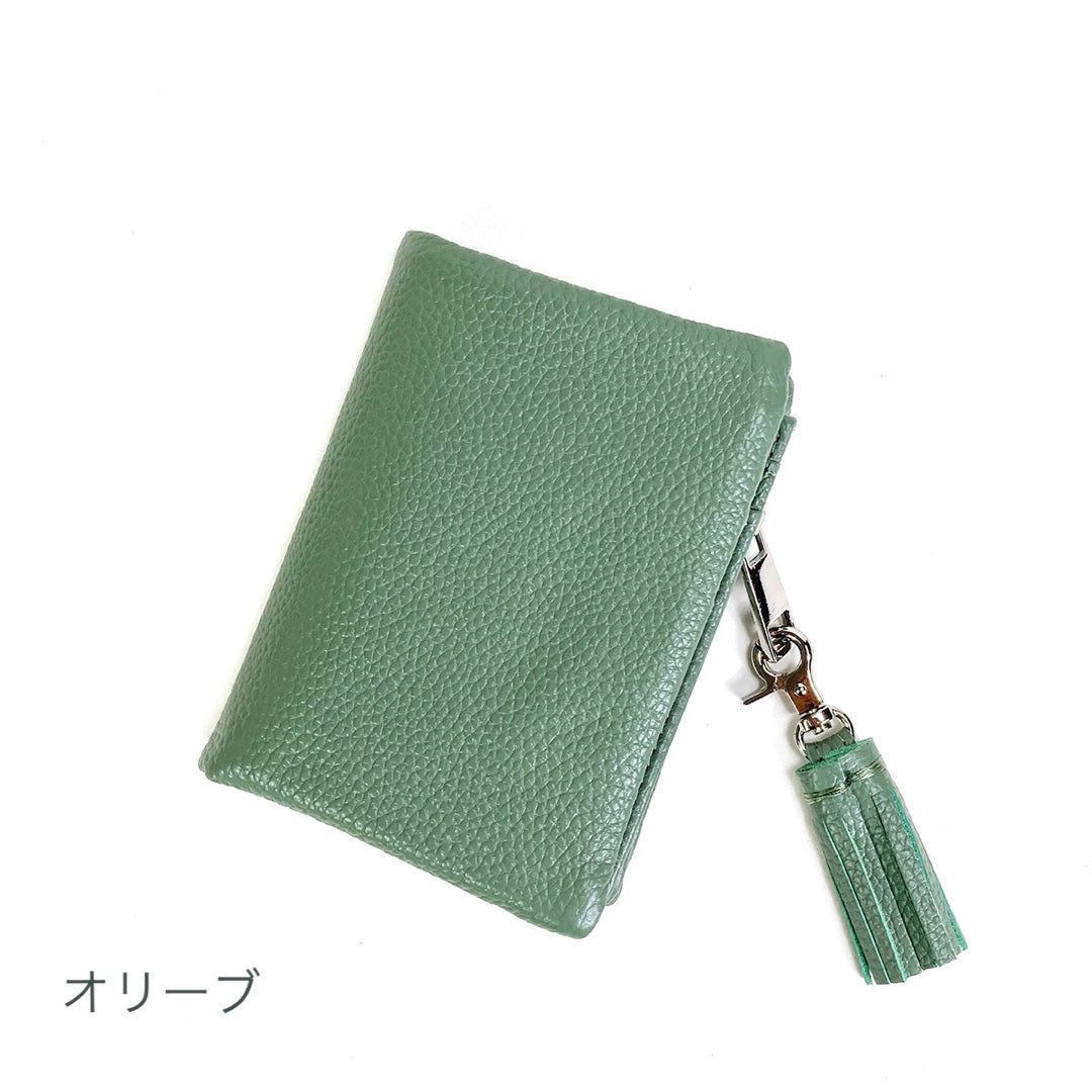 ミニ財布 小さめバッグ用 二つ折り Beaure ビュレ タッセル付き カウレザー コンパクト ウォレット カードポケット 小銭入れ 通勤 通学 ギフト ビュレ 人気