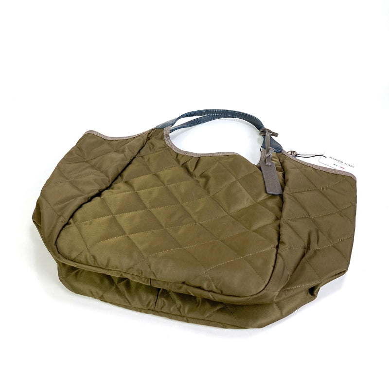 トートバッグ マルコマージ marco masi リモンタ社 ナイロン キルティング カーキ 2141 ハンドル レザー ワインレッド