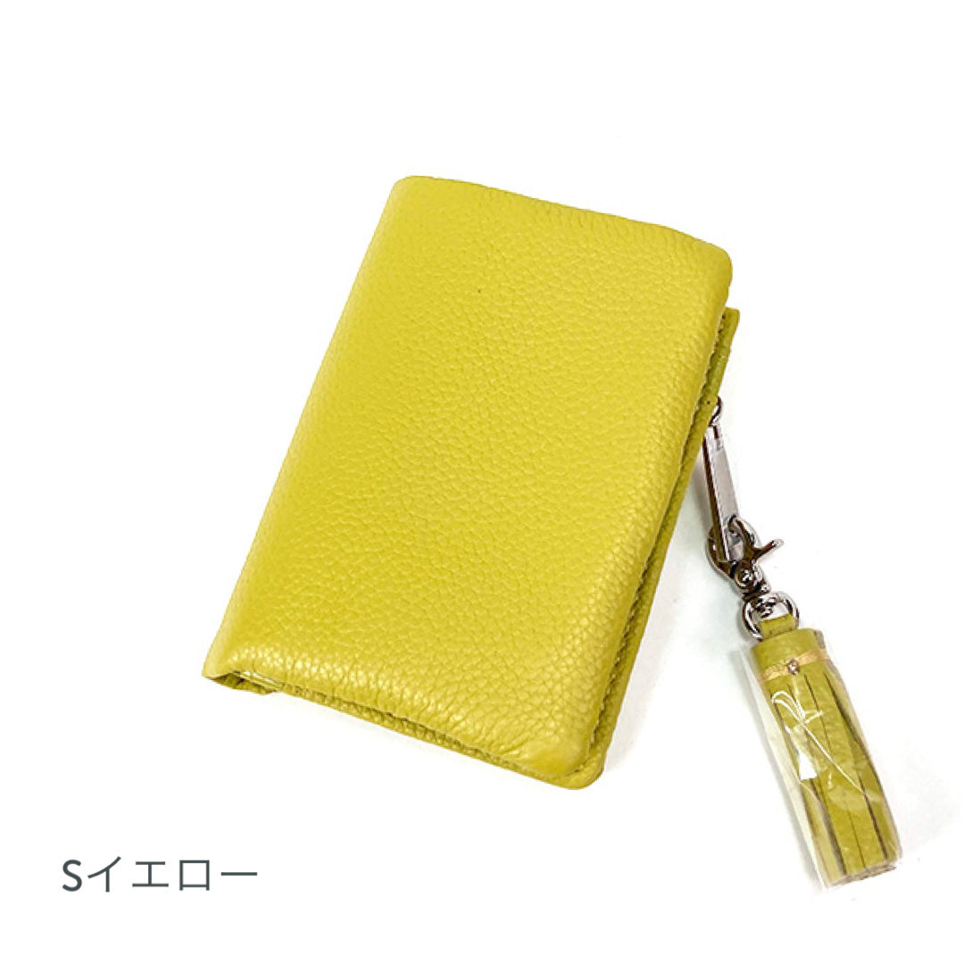 ミニ財布 小さめバッグ用 二つ折り Beaure ビュレ タッセル付き カウレザー コンパクト ウォレット カードポケット 小銭入れ 通勤 通学 ギフト ビュレ 人気