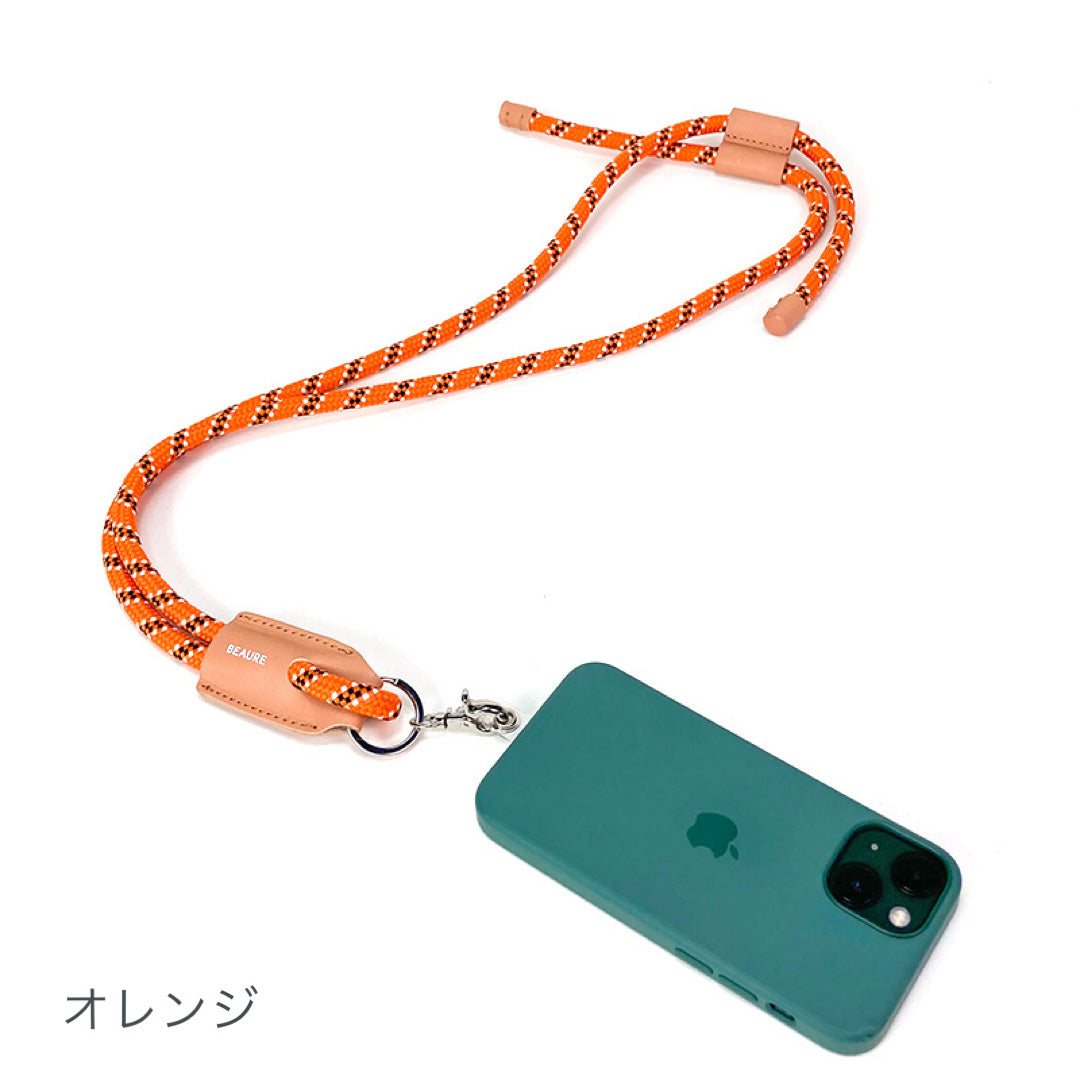 スマホストラップ ショルダー BEAURE ヴュレ ヌメ革 × パラコード モバイルストラップ ビュレ