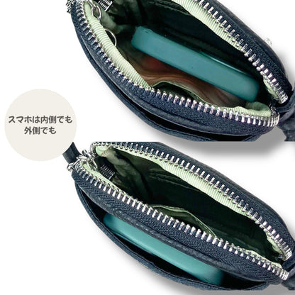 スマホショルダー 本革 BEAURE ヴュレ カウレザー 人気 ビュレ シンプル ポシェット ミニショルダー ジップポケット ギフトにも