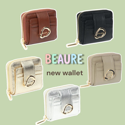 2つ折り財布 BEAURE ビュレ 人気カラー財布 レザーウォレット 牛革財布 カード収納多め財布 使い勝手の良い財布 上質レザー  シンプルウォレット