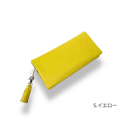長財布 Beaure ビュレ レザー シンプル 人気 推し色 色映え ロングウォレット ラッキーカラー ラウンドファスナー 小銭入れ カードポケット タッセル付き