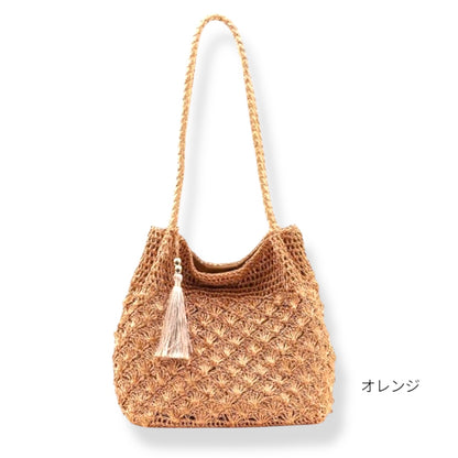 人気ショルダーバッグ 収納力バッグ 軽量バッグ 編み込みバッグ B5サイズ対応バッグ メタリック編み 夏バッグ メッシュバッグ