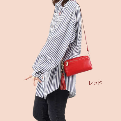 ショルダーバッグ 牛革 COOCO クーコ レディース ミニショルダー 手ぶらでお出かけバッグ 合わせやすい 赤色バッグ ギフト 大人かわいい