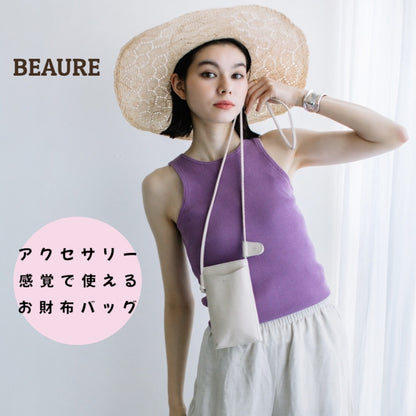 スマホ＆ウォレット ショルダー BEAURE ビュレ B-23317 カウレザー 人気 お財布ポシェット シンプル マルチショルダー ジップポケット ギフト