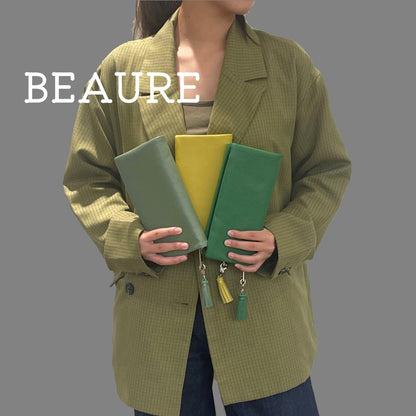 長財布 Beaure ビュレ レザー シンプル 人気 推し色 色映え ロングウォレット ラッキーカラー ラウンドファスナー 小銭入れ カードポケット タッセル付き