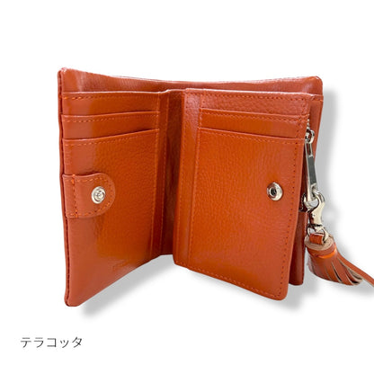 ミニ財布 小さめバッグ用 二つ折り Beaure  ビュレ タッセル付き カウレザー コンパクト ウォレット カードポケット 小銭入れ 通勤 通学 ギフト ビュレ 人気