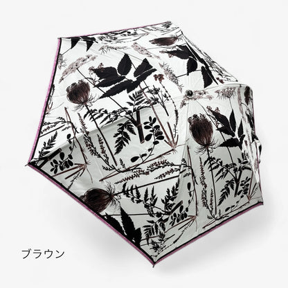 【完全遮光 遮熱】晴雨兼用 折りたたみ日傘 epice paris おしゃれ 大人リッチ | デンマーク植物図鑑風柄 2WAY収納 軽量 UVカット99.9%以上 | エピス 花柄 ボタニカル柄 モノトーン PA2503S