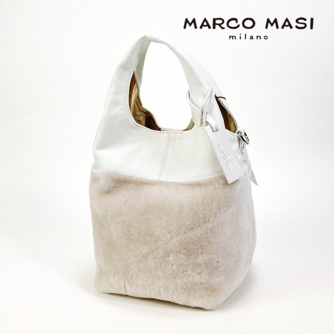 ムートン & レザー バッグ【正規品 】 Marco Masi マルコマージ 秋冬バッグ 3522 アイボリー ショルダーストラップ付き リ –  カバンと雑貨のお店『IRIA』