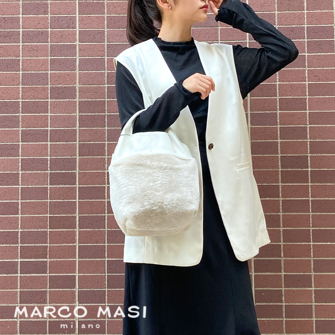 ムートン & レザー バッグ【正規品 】 Marco Masi マルコマージ 秋冬バッグ 3522 アイボリー ショルダーストラップ付き リ –  カバンと雑貨のお店『IRIA』