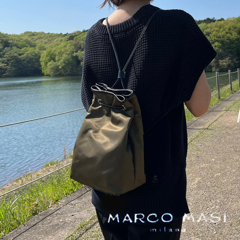 マルコマージ marco masi リュックサック ユニセックス ナイロン & レザー リモンタ社 3way バックパック クロスボディー 肩掛け 大人リッチカジュアル