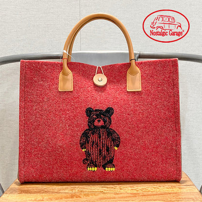 トートバッグ ノスタルジックガレージ Nostalgic Garage ITALIAN DOUBLE FELT×BEAR RED フェルト クマ くまちゃん