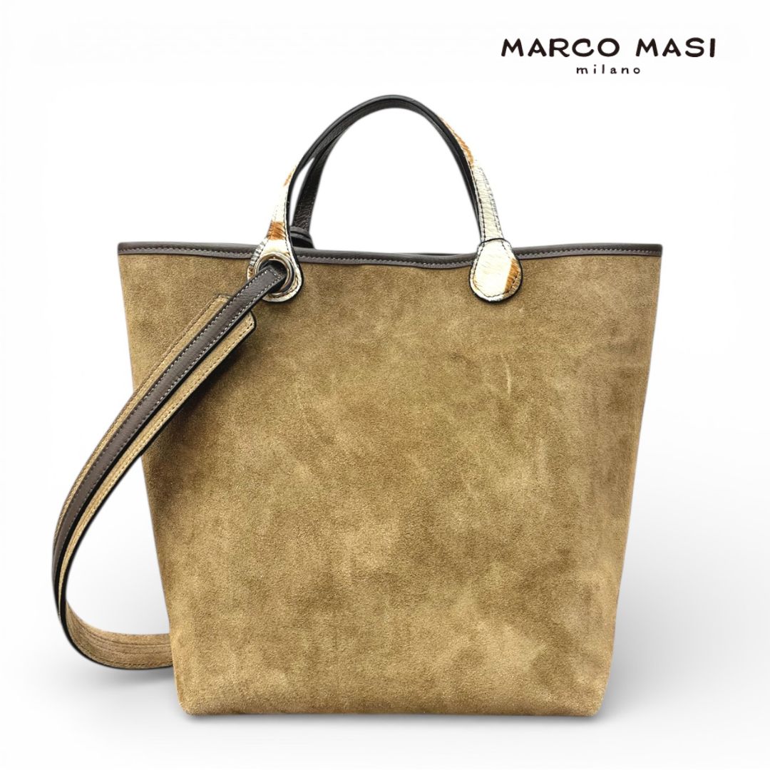 MARCO MASI マルコマージ スウェード×ヘアカーフ 2WAYトート キャメル